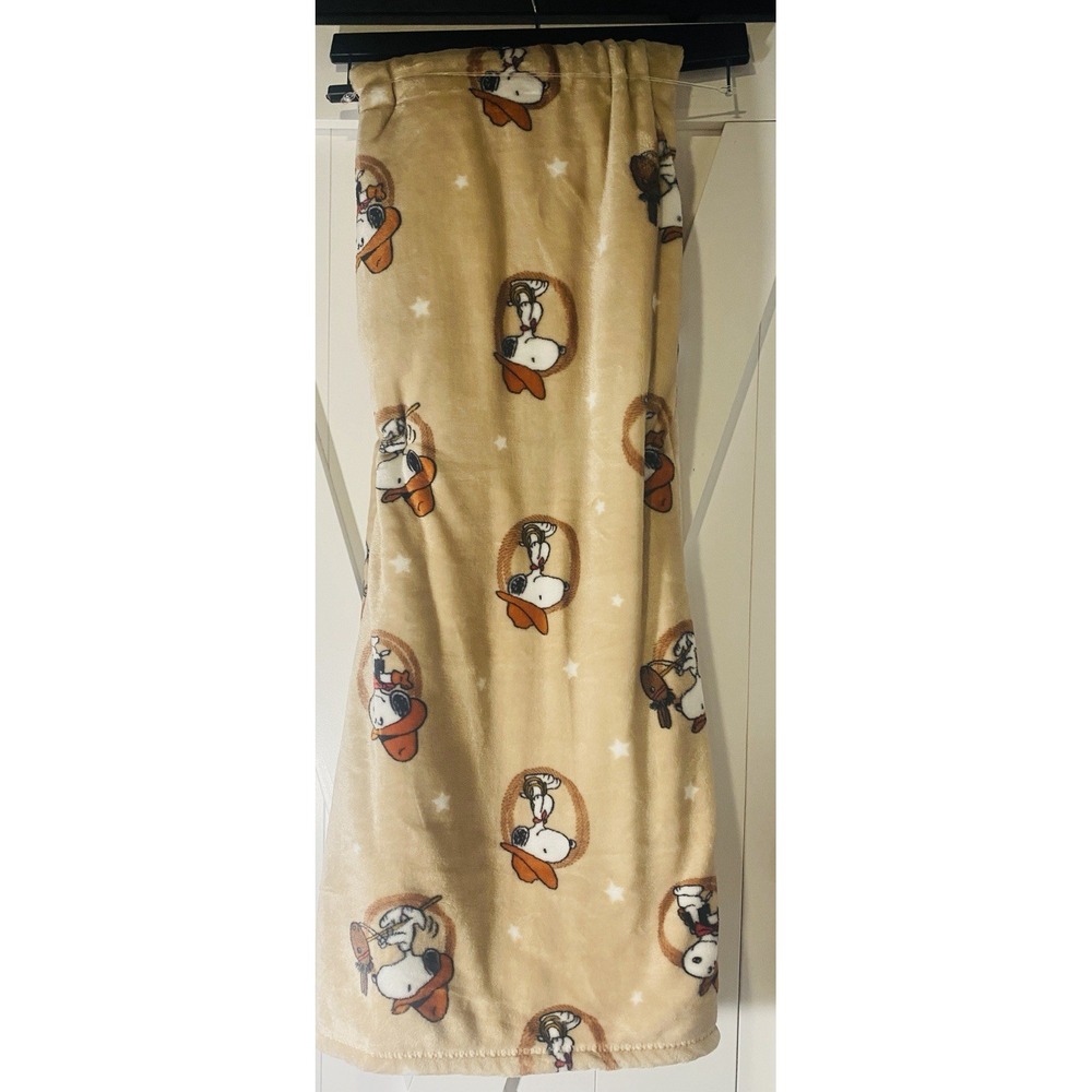 Berkshire Peanuts Throw Cowboy Snoopy Western Rodeo Tan Blanket 60x70 New 2026